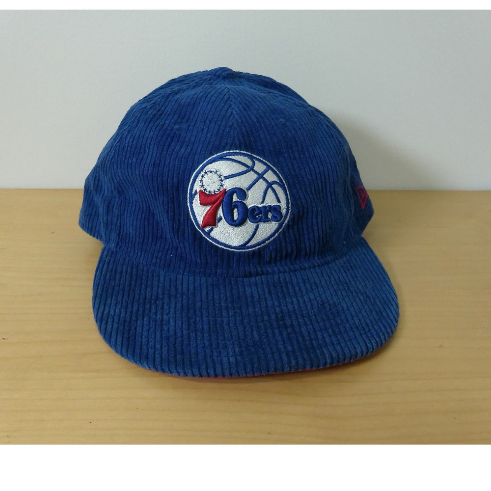 Philadelphia 76ers Corduroy Snapback Hat New Era 9FIFTY Blue Red Retro Crown NBA